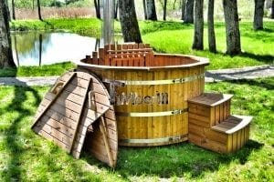 Wooden hot tub thermowood deluxe spa model 19