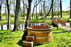 Wooden hot tub thermowood deluxe spa model 2