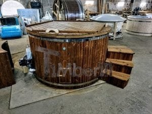 Electricity Heated Fiberglass Hot Tub With Thermowood Decoration 13