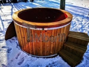 Electricity Heated Fiberglass Hot Tub With Thermowood Decoration (21)