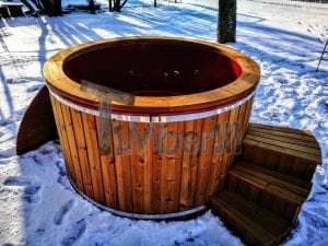 Electricity Heated Fiberglass Hot Tub With Thermowood Decoration (22)